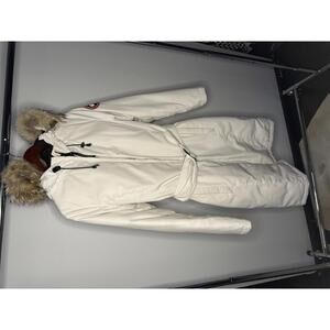 Canada Goose Women's White Parka Coat with Fur Hood